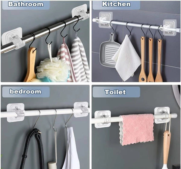 Self Adhesive Curtain Rod Holder Without Drill-(pack of 4)